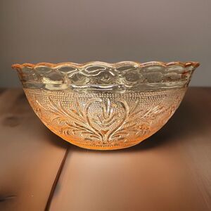 Vintage Anchor Hocking Pink Depression Glass Serving Bowl 8” x 4” Scalloped Rim